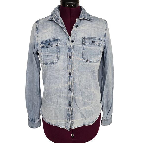 Women's American Eagle Button Down Denim Long Sleeve Top | Size Medium - Picture 1 of 11